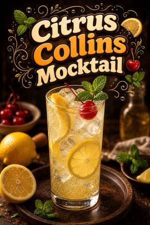 Citrus Collins Mocktail - Non-Alcoholic Tom Collins