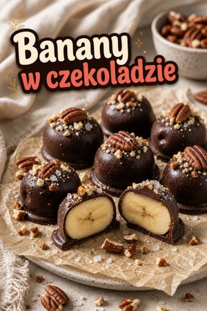 Mrożone bananowe kąski w gorzkiej czekoladzie z solą