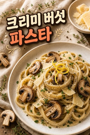 한 냄비 크리미 버섯 페투치네 파스타 — 생타임과 파르메산의 깊은 맛, 35분 완성·간단한 한 판 요리