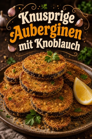 Knusprig goldene Auberginen mit Knoblauch und Kräutern