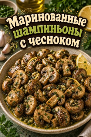 Пикантные маринованные шампиньоны с чесноком и лимоном