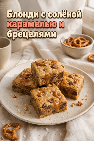 Блонди с соленой карамелью и претцелями