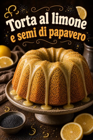 Torta soffice al limone e semi di papavero con glassa
