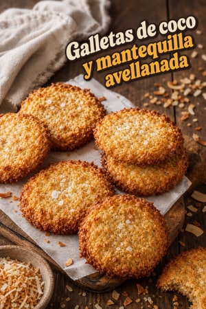 Galletas de coco tostado y mantequilla avellanada