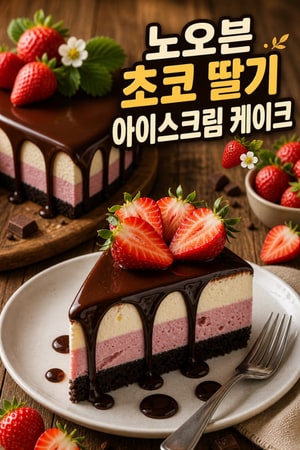 여름에 딱! 초간단 노베이크 초콜릿 딸기 아이스크림 케이크 레시피 간단한 만드는법과 초콜릿 가나슈 토핑까지