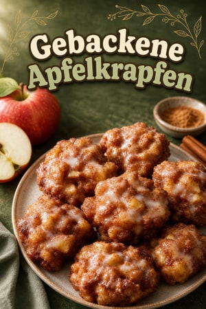 Gebackene Apfelkrapfen mit Zimtzucker-Glasur