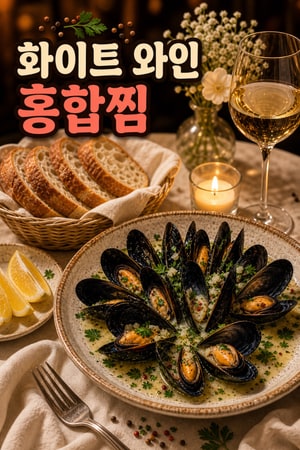 로맨틱한 갈릭 화이트 와인 홍합찜과 바삭한 바게트 레시피