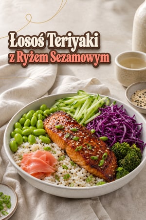 Misy z Łososiem Teriyaki i Ryżem Sezamowym