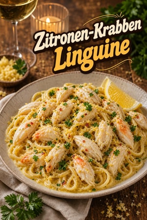 Zitronen-Knoblauch-Linguine mit feinem Krabbenfleisch