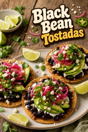 Black Bean Tostadas with Pickled Veggies