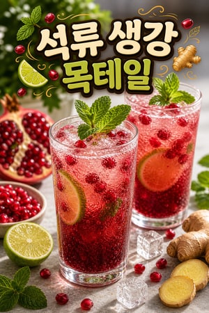 파티 분위기를 더해주는 상큼한 석류 생강 목테일 레시피