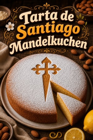 Traditionelle Tarta de Santiago: Spanischer Mandelkuchen