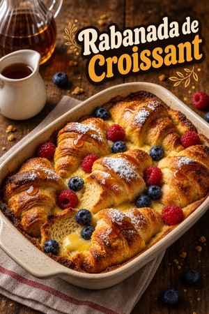 Rabanada de Croissant amanteigado com glacê de bordo