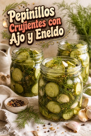 Pepinillos en Vinagre Crujientes con Ajo y Eneldo