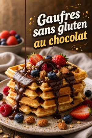 Gaufres croustillantes sans gluten et sauce chocolat
