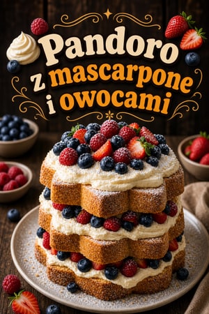 Pandoro z mascarpone i świeżymi jagodami
