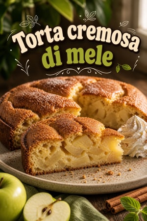 Torta 3-Cup di mele e crema con Granny Smith, facile