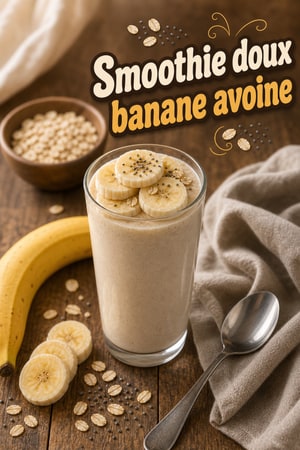 Boisson douce du matin aux flocons, banane et yaourt