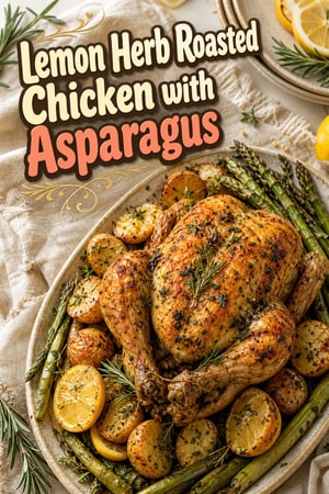 Lemon Herb Roasted Chicken with Asparagus and Potatoes