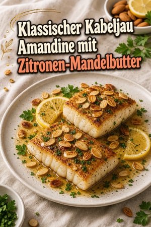 Klassischer Kabeljau Amandine mit Zitronen-Mandelbutter