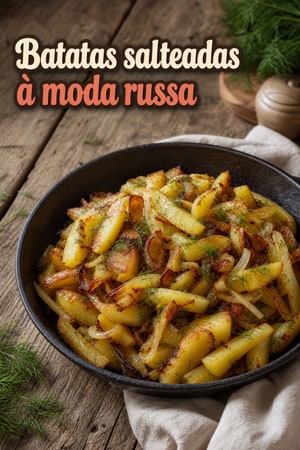 Batatas fritas à moda russa com cebola e endro