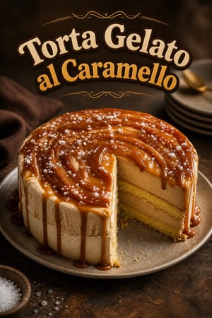 Torta al Gelato di Caramello con Salsa di Caramello Salato