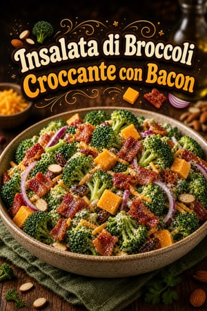 Insalata di Broccoli Croccante con Bacon e Cheddar