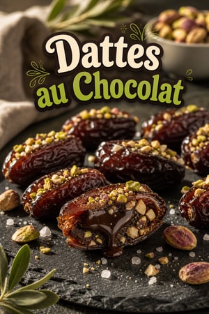 Dattes Medjool farcies au chocolat, noix et sel marin