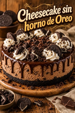 Cheesecake sin horno de Oreo y relleno cremoso de chocolate