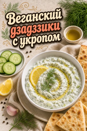 Освежающий веганский дзадзики с нежным укропом