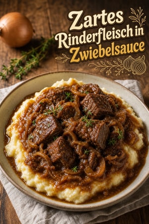 Zartes Rinderfleisch in Zwiebelsauce