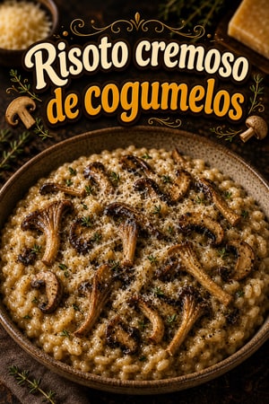 Risoto Cremoso de Cogumelos Silvestres com Parmesão e Tomilho