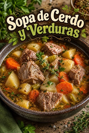 Sopa Sustanciosa de Cerdo y Verduras a Fuego Lento