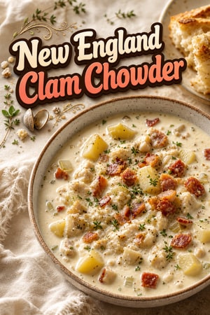 Hearty New England Clam Chowder with Bacon and Herbs