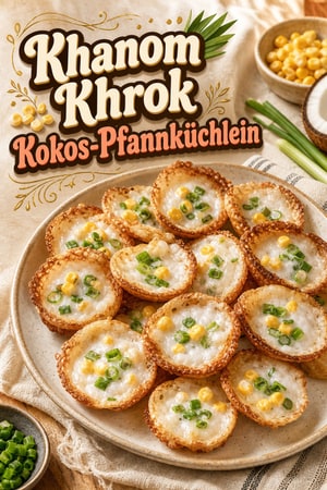 Authentische thailändische Kokos-Pfannkuchen (Khanom Khrok)
