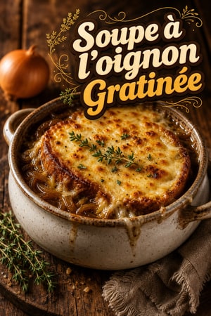 Soupe à l'oignon traditionnelle au Gruyère fondant