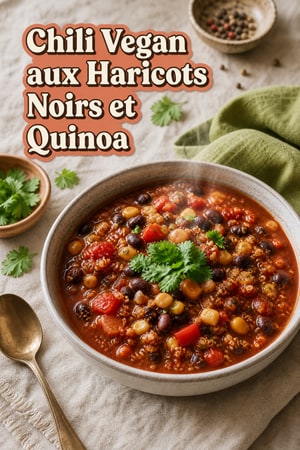Chili Vegan aux Haricots Noirs et Quinoa