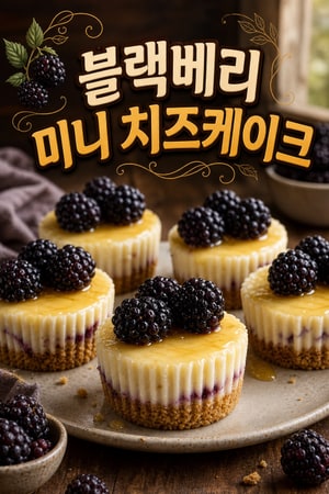 블랙베리 미니 치즈케이크 - 버터 크러스트로 만드는 우아한 디저트