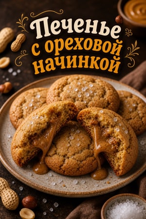 Жевательные печенья с ореховой начинкой и морской солью