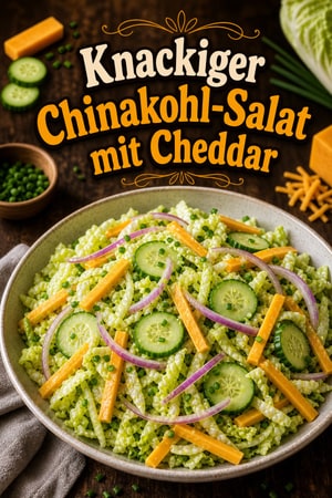 Knackiger Chinakohl-Gurken-Salat mit kräftigem Cheddar