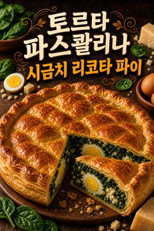 토르타 파스콸리나: 시금치·리코타·통계란의 전통 이탈리아 부활절 파이, 겹겹이 바삭하고 황금빛 속살