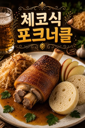 겉은 바삭 속은 부드러운 한 냄비 완성 맥주로 천천히 조린 체코식 포크너클과 사우어크라우트