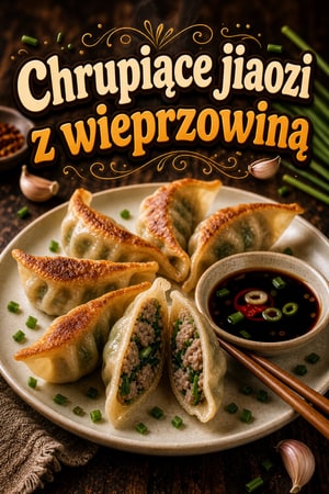 Smażone pierożki jiaozi z wieprzowiną i szczypiorkiem