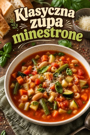 Klasyczna zupa minestrone z warzywami i makaronem