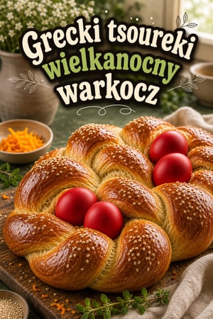 Tradycyjny grecki tsoureki — warkocz wielkanocny z mahleb