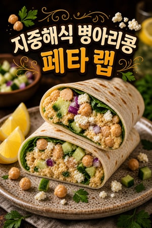 지중해식 병아리콩 스매시 랩: 페타 치즈를 곁들인 10분 건강 점심