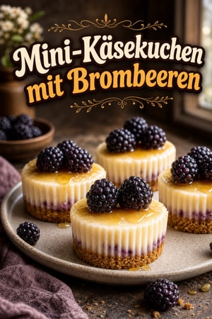 Mini Käsekuchen mit Brombeeren und Butterteig