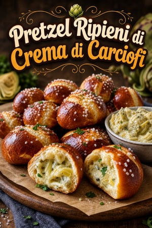 Pretzel Ripieni di Crema di Carciofi