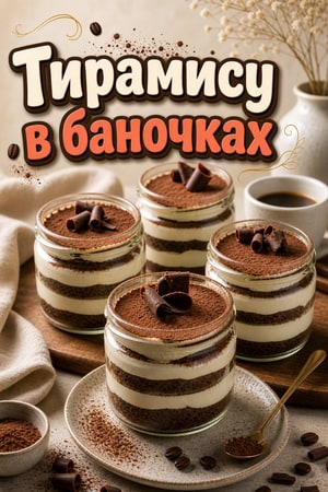 Тирамису в баночках с маскарпоне — нежный десерт-шедевр