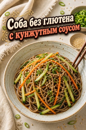 Лёгкая безглютеновая соба с кунжутно-соевым соусом